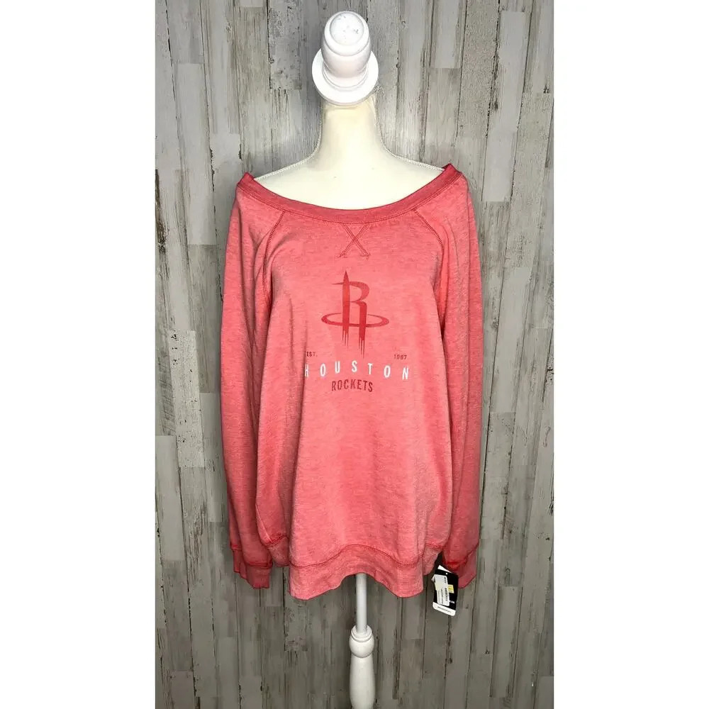 NWT NBA Houston Rockets Women's XL Red Oversized Pullover Sweatshirt